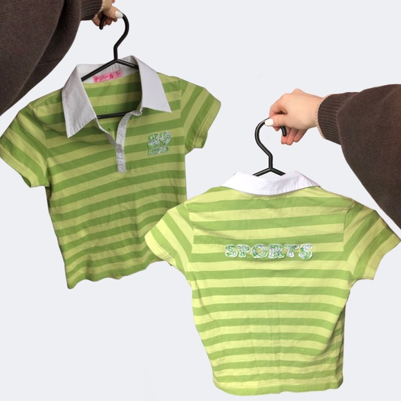 Sdyx Green with stripes t-shirt 2000s small - Picture 3 of 10